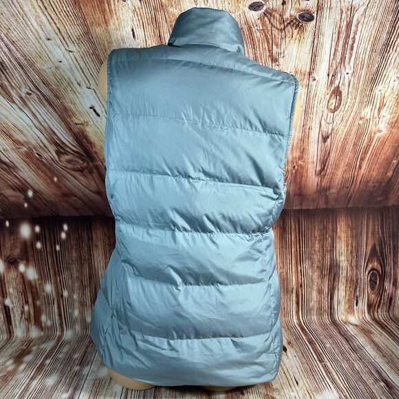 J Jill Down Puffer Vest Sz Medium Blue Quilted Sleeveless Button Top Jacket Coat - Picture 3 of 10